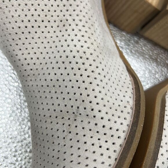 Cole Haan Calista sesame perforated suede block heel shoes - Picture 5 of 11